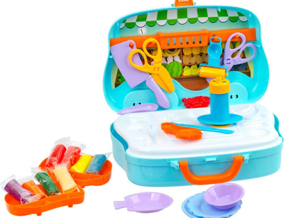 Lodër plastelinë Norimpex Play Dough Kram, set supermarket me ekstruder, valixhe me rrota, shumëngjyrëshe