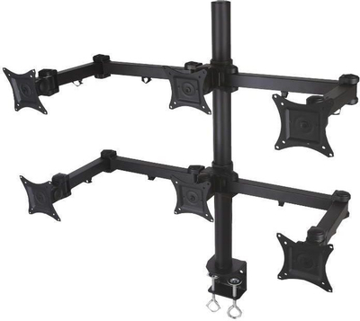 Mbajtëse tavoline Techly për 6 monitorë, 13-20", clamp, e zezë