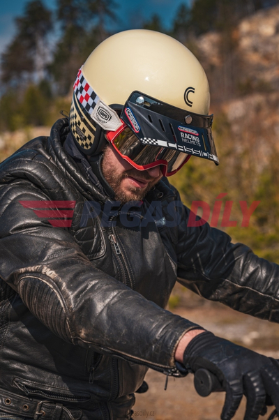 Helmetë moto CASSIDA Eso Forty Nine, e hapur neo retro, krem e zezë, 2026