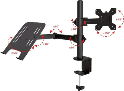 Mbajtëse tavoline Techly ICA LCD 174NB, për monitor 13-32\", me raft laptopi 12-17\", e zezë