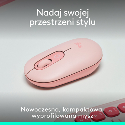 Maus wireless Logitech POP, buton për emoji, SilentTouch, rozë