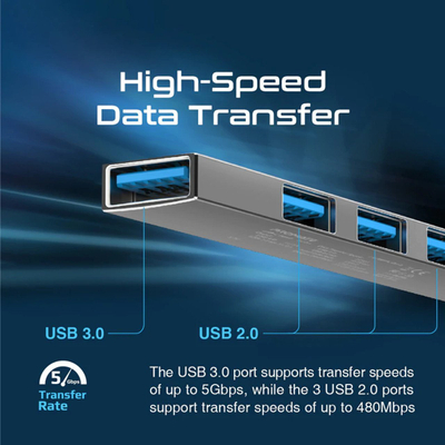 USB hub ProMate LiteHub-4i, 4 në 1, USB-C në 4x USB-A, ngjyrë argjendi