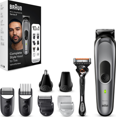 Trimer multifunksional Braun Series 7 MGK7420, 10 në 1, Wet &amp; Dry, gri