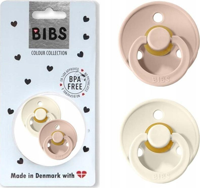 Biberon qetësues Bibs Colour L, set 2 copë, kauçuk Hevea, ngjyrë blush dhe ivory