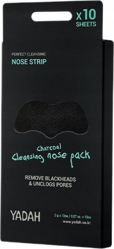 Rripa hunde për pastrim Yadah Charcoal Cleansing Nose Pack, 10 copë, me karbon aktiv, të zinj