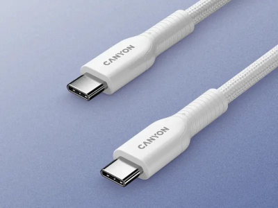 Kabllo USB C në USB C Canyon OnWire 60CL, 1m, 60W, e bardhë