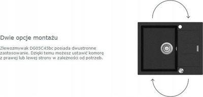 Lavaman graniti Concept DG05C45, për dollap 45 cm, me piklarsë, i zi