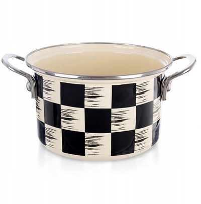 Tenxhere emaluar CHECKERBOARD, 18 cm, 2 l, bardh e zi