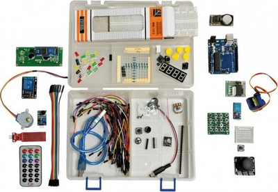 Set zhvillimi ALLNET ArdDevKIT1_v2, kompatibil me Arduino Uno, me sensorë dhe module, shumëngjyrësh