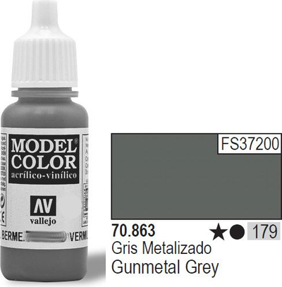 Bojë akrilike Vallejo Model Color Metallic Gunmetal Grey, 17ml, gri metalike e errët