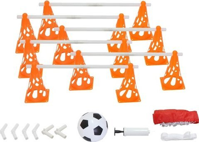 Set portë futbolli MASTER Goal, 122 x 61 cm, me pompë dhe top, me kone stërvitore
