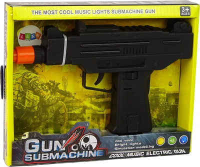 Lodër pistolete Leantoys Black Gun, dridhet, bën zhurmë, e zezë