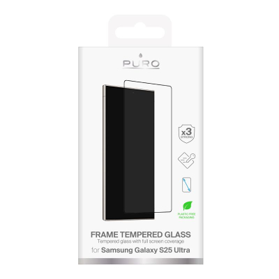 Xham mbrojtës Puro Frame Tempered Glass për Samsung Galaxy S25 Ultra, transparent