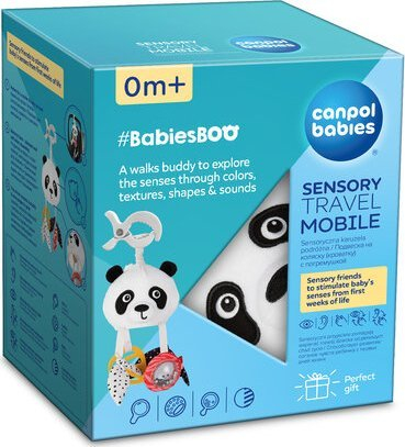 Lodër varëse shqisore Canpol Babies BabiesBoo, me kapëse, panda bardh e zi