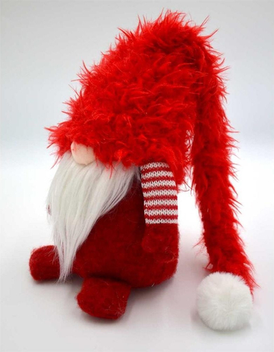 Figurë dekorative Saska Christmas Small Gnome With Fur Cap, 64.5cm, për Krishtlindje, e kuqe
