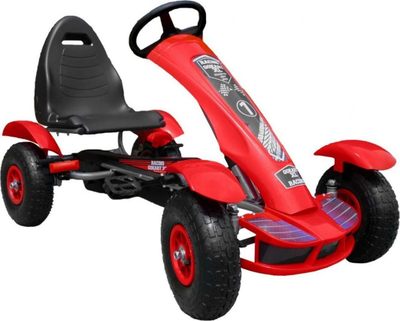 Go-kart me pedale për fëmijë, deri 50kg, sedilje e rregullueshme, rrota me ajër