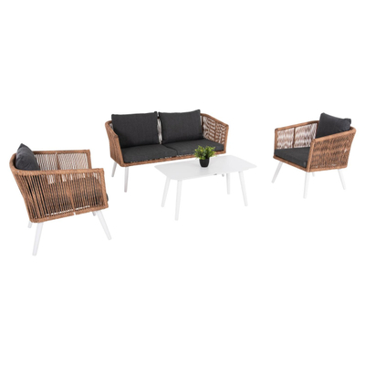 Set kopshti lounge 4-copë Freja (HM6057.01), bardhë/ bezhë