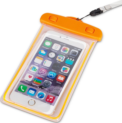 Etui universale për telefon, PVC i papërshkueshëm nga uji, me litar, portokalli