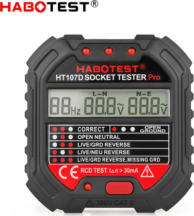 Tester prizash Habotest HT107D, me ekran digjital, testim RCD GFCI, i zi