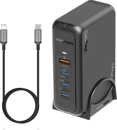 Karikues muri ProMate GaNPort 140W, 3x USB C, Quick Charge 3.0, i zi