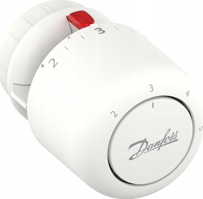 Kokë termostatike Danfoss Aero RA Click 015G4596, sensor me gaz i integruar, kufizim nga 16°C, e bardhë