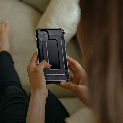 Maskë mbrojtëse Armor për telefon Xiaomi Redmi 14C, dy shtresa, rezistente ndaj goditjeve, e zezë