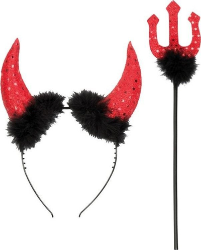 Set aksesorësh djalli Boland Dummy Devil, 40 cm, 2 pjesë, i kuq