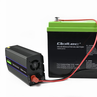 Inverter Qoltec Monolith, 600W, 12V në 230V, i zi