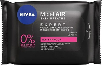 Shalleta pastruese Nivea MicelleAir Expert, heq make up waterproof, 20 copë