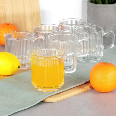 Set filxhanësh qelqi Vilde, 350 ml, 6 copë, transparentë me brinjëzim