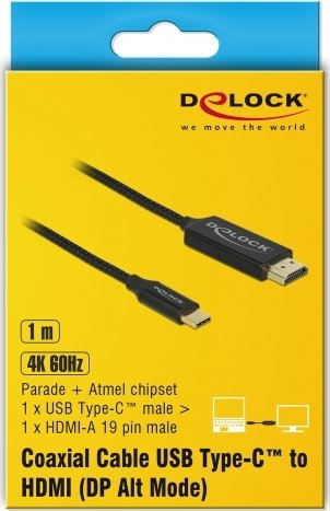 Kabllo adapter video DeLOCK 84904, USB Type C në HDMI, 1 m, 4K 60Hz, e zezë