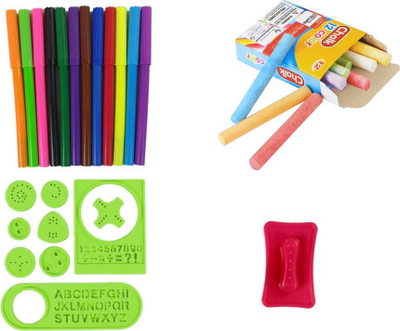 Dërrasë dyanshme magnetike LeanToys, me shkumësa dhe marker, blu e kuqe