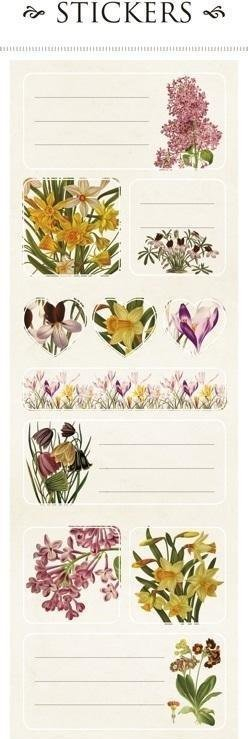 Stickers dekorativë Skona Ting ST139-6 Spring Flowers, set me 2 fletë, me lule pranvere, shumëngjyrësh