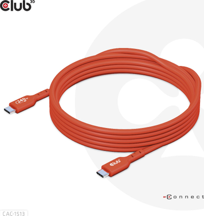Kabllo USB Club 3D CAC-1513, USB-C në USB-C, 3 metra, e kuqe