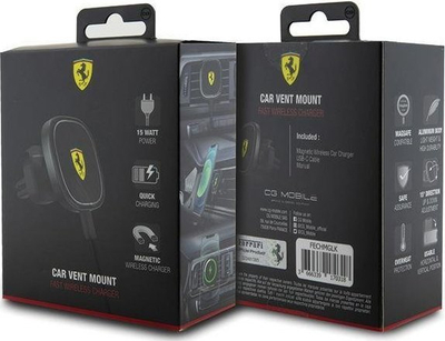 Mbajtëse magnetike për makinë Ferrari MagSafe 2023, karikim wireless 15W, USB C, e zezë