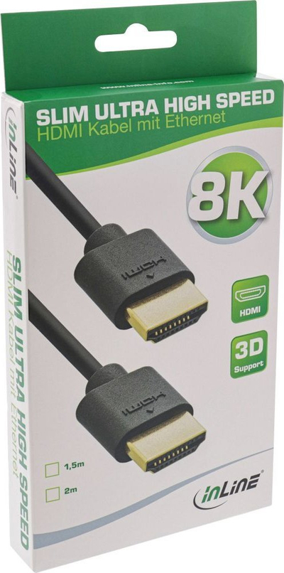 Kabllo HDMI InLine 17911S, 1.5m, 48 Gbit/s, e zezë
