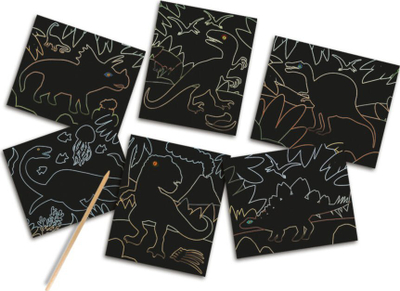 Set kreativ SES Creative Glow in the Dark Scratch Dinosaurs Classic, që shkëlqen në errësirë