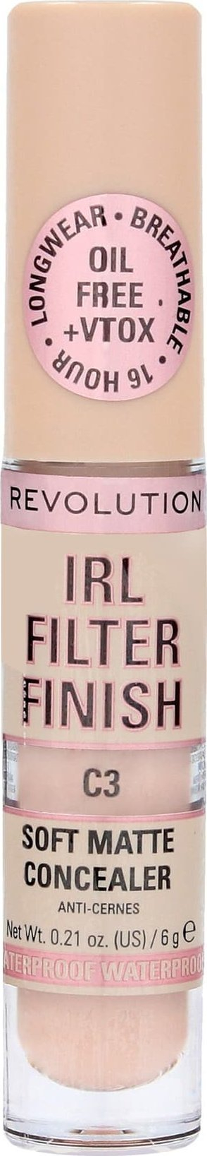 Korrektor Makeup Revolution IRL Filter 16H, hidratues, mbulim i plotë, nuanca C3