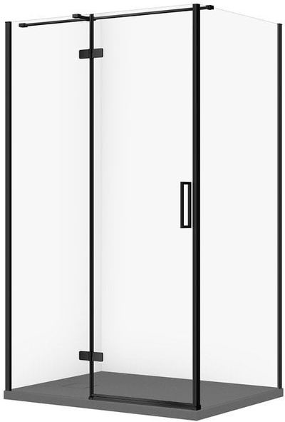 Kabinë dushi Cersanit City C581 Left, 120x90x195 cm, profile të zeza, bazë gri mat