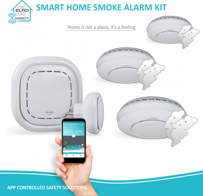 Set detektorësh tymi Elro Connects K1 SF400S, WiFi, njoftime në telefon, i bardhë