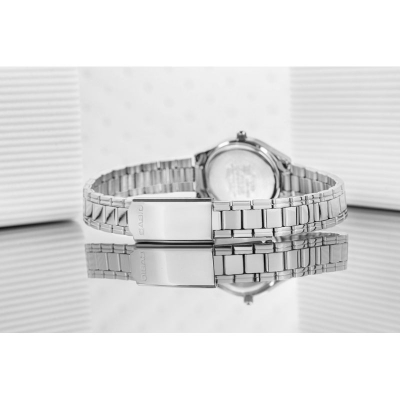Orë dore Casio LTP-1275D-7A, për femra, çelik inox, me kornizë argjendi