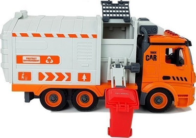 Set loje LeanToys DIY kamion plehrash, ndarje plehrash, me dritë edhe zë, portokalli gri