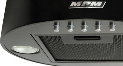 Kapak aspirimi muri MPM 31 OT 01, diametër 31cm, me LED, ngjyrë e zezë