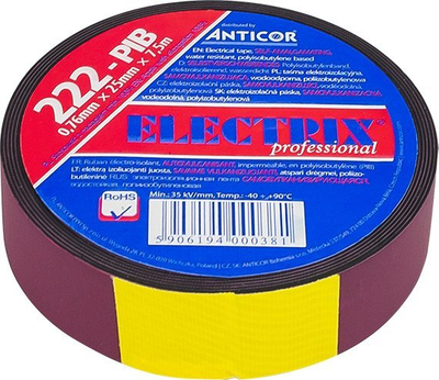 Shirit vetë-vulkanizues izolues ELECTRIX 222 PIB, 25mm, 3.5m, i zi