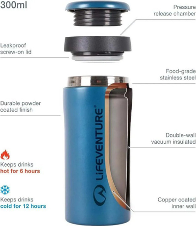 Termus Lifeventure Thermal Mug, inox, 300ml, kobalt metalik