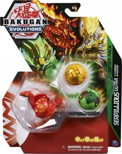 Set loje Bakugan Evolutions Starter Pack, 3 figura, lojë me aftësi, shumëngjyrësh