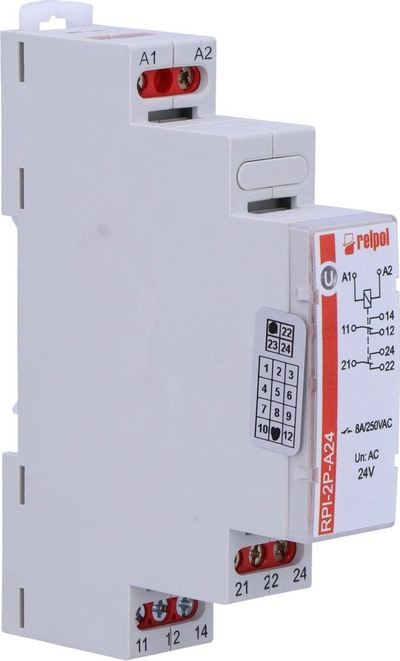 Relai elektromagnetik Relpol RPI-2P-A24, 2P 8A, 24VAC, AgSnO2