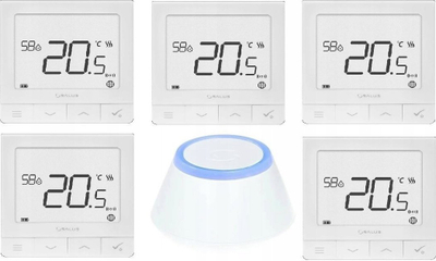Set termostatësh të zgjuar Salus SQ610 me Gateway UGE600, 5 copë, Wi‑Fi, i bardhë