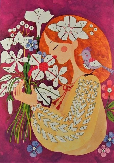 Креативен сет со сјај Djeco Glitter Board Kit The Scent of Flowers, 4 табли, повеќебоен