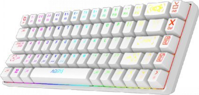 Tastierë mekanike wireless AQIRYS Mira, 60%, Bluetooth USB, RGB, e bardhë